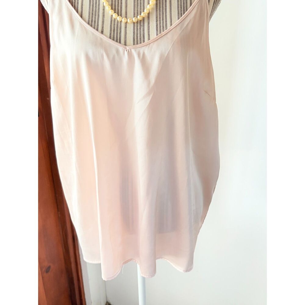 Rare Sized Silk Satin Camisole Light Pink Champagne Classic Comfy Versatile Tank